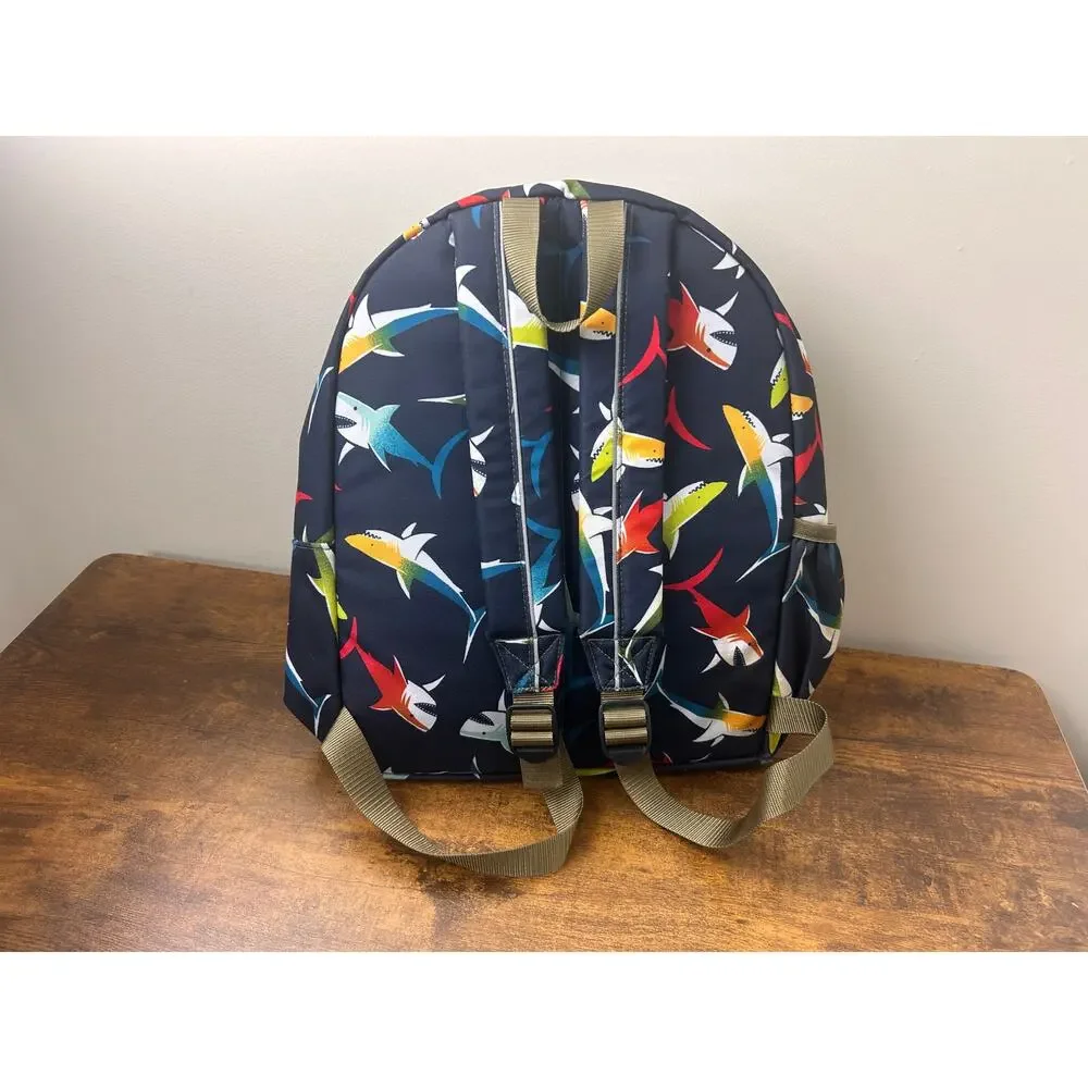 L.L. Bean Kids Shark Print Backpack Navy Blue Personalized‎